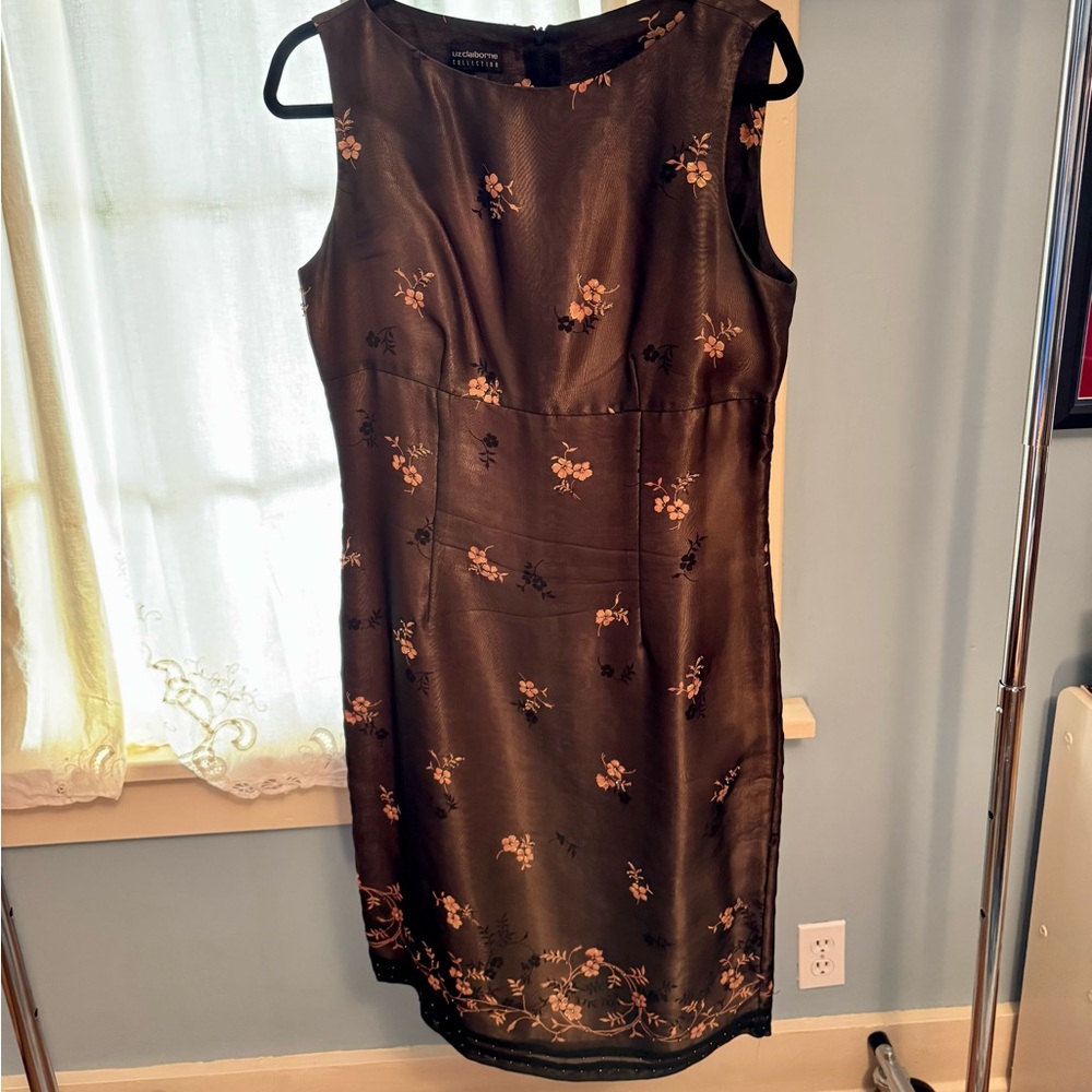 Liz Claiborne Black Floral Midi Dress